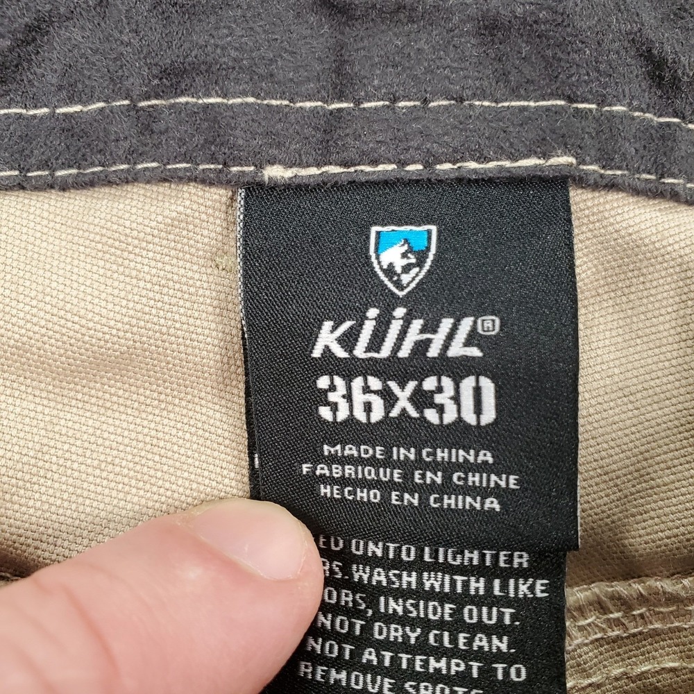 New KUHL Kanvus Jean Men 36x30 Khaki Tan Stretch Canvas Rugged Full Fit Pants - Picture 2 of 8